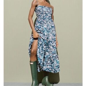 Ciao Lucia Dress Umbria Midi Smocked in Blue Print